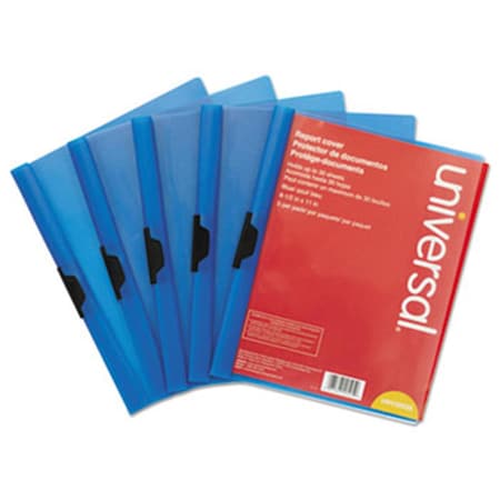 Universal UNV 30 Sheet Plastic Report Cover with Clip, Blue, 5PK 20525